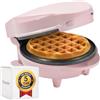 Bestron Waffle Maker, Piastra per waffel mini Ø10 cm, piccola macchina per waffel con rivestimento antiaderente, per compleanni di bambini, feste di famiglia, Pasqua o Natale, 550 watt, colore: rosa
