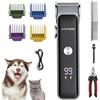 BarberBoss Kit per la toelettatura degli animali domestici senza fili per cani e gatti, tagliacapelli silenzioso per peli spessi e opachi, trimmer per animali domestici con display LED