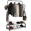 Relaxdays Appendiabiti Doppio con 2 Ripiani, 2 aste, 8 Ganci, Nero, 146x110x33 cm