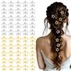 YAWYO 50 Fermagli per Capelli a Stella, Fermagli in Metallo da 3 cm per Donne e Ragazze (Argento, Oro)