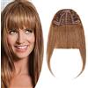 SEGO Frangia Clip Frangetta Folta Capelli Veri con Tempie Remy Human Hair Bangs Invisibile # Marrone Chiaro