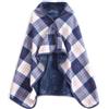 CSARPECT Poncho Pile Donna, Flanella Mantello Scialle Indossabile Caldo Invernale con Bottoni Wrap Cape, Coprispalle Coperta Plaid Sciarpa (IT, Testo, Taglia unica, Regular, Regular, 80*130cm, Blau weiß)
