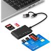 Diliichar Lettore di schede SIM 7 in 2, compatibile con schede CAC militari, schede SIM, schede SD/TF/MS Pro Duo/M2/IC/PIV. Lettore di smart card USB C/A, compatibile con i sistemi Windows/Mac/Linux/Android