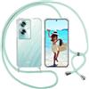ISOI Cover con Cordino per OPPO A79 5G, Custodia Trasparente con Collana Tracolla Laccio Collo Ultra Sottile Morbido TPU Silicone Antiurto AntiGraffio Antiscivolo Case, Verde
