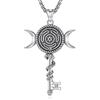 AEONSLOVE Collana Ruota di Ecate per Donna Ragazza Ciondolo Chiave di Ecate Argento 925 Collana Dea della Tripla Luna con Serpente Gioielli Wicca da Strega