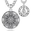 AEONSLOVE Medaglia Cubo di Metatron Argento 925 Collana Cubo di Metatron Uomo Donna Ciondolo Arcangelo Metatron Geometria Sacra Sigillo di Metatron