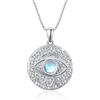 ZIPPICE Evil Eye - Collana in argento sterling 925 con occhio di Horus, con pietra di luna/opale/opale/zirconi, colore: blu, 45 cm, Argento sterling, Pietra di luna