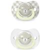 Suavinex, Pack de 2 Chupetes que Brillan en la Oscuridad, Bebés 6/18 Meses, para Dormir, con Anilla Fluorescente y Tetina Fisiológica SX Pro de Silicona, Plana y Flexible, Beige