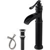 BWE Bagno Vessel Sink Faucet Cascata Nero Opaco Singola Maniglia Un Foro Lavabo Rubinetto Miscelatore Deck Mounted