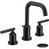 Moen Gibson TV6142BL - Rubinetto Miscelatore Lavabo Bagno a due maniglie ad arco alto, per configurazioni a 3 fori, con valvola inclusa, Rubinetteria Bagno, colore: nero opaco