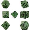 Novstuf 7 Dadi Poliédrici Giochi Ruolo, Dados per Dungeons and Dragons RPG MTG Motivo Inciso Verde Dados Acrilici per Giochi Tavolo