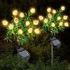 Qoosea Luci Solari da Giardino Esterna, 2 Pezzi Lampada Solare Fiori di Gardenia LED Esterno, Lampade Solari IP65 Impermeabile, Decorazione per Cortile Prato Patio Nozze Natalizia Feste (Bianco Caldo)