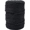 APREGGIO Corda Macramé 3mm x 100m, Filato di Cotone a Torsione Singola (Single Twist) per Arazzi, Portapiante e Decorazioni DIY - Colore: Nero