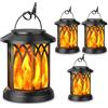 GEARLITE Lanterne Solari da Esterno, 4 Pezzi Lanterna Solare da Esterno Effetti Fiamma Realistici, IP65 Impermeabile Lampada Solare da Giardino Esterni Appese con Clip per Cortile, Halloween, Balcone