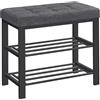 SONGMICS Shoe Bench, 3-Tier Rack for Entryway, 60 * 31 * 49cm, Dark Gray and Black LBS576B33