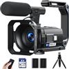 CAMWORLD Videocamera Digitale 5K 56MP, Visione Notturna, WiFi, scheda SD da 32GB | Zoom digitale 16X, Schermo tattile 3 270°, Webcam HDMI, SD 32GB inclusa, 2 Batterie, Microfono, Treppiede, Telecomando