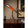Generic Telescopio vintage in ottone con treppiede da 32 cm, vetro nautico con involucro in pelle e mirino per ricerca, decorazione antica da collezione per scrivania, biblioteca o ufficio