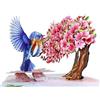 CUT POPUP.COM CUTPOPUP Ciliegio con Pettirosso - Biglietto Auguri Compleanno, Biglietto Festa della Mamma, Biglietti Auguri Compleanno, 3D Biglietto Anniversario (Cherry with Robin Bird) US8-AN175.IT