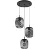 Eglo Romazzina - lampada a sospensione in legno a 3 luci, da appendere | sopra il tavolo da pranzo, rotonda, in metallo nero, con attacco E27, diametro 46 cm