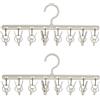 Foshine Appendiabiti con 8 clip colorate, confezione da 2 stendibiancheria antivento, per asciugare calze, reggiseni, biancheria intima, vestiti per bambini, cappelli, sciarpe, asciugamani, pantaloni