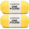 Caron One Pound Sun Yellow Yarn - Confezione da 2 gomitoli da 453 g - 100% acrilico - #4 pettinato (medio) - 800 metri - per maglia/uncinetto