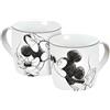 Gedalabels Tazza Mickey Kiss Sketch argento grigio 300 ml, tazza in porcellana, tazza da caffè, tazza per bambini, Topolino, Minnie Mouse, cuore, grigio