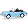 herpa Modellino auto Porsche 911 Targa, miniatura scala 1:87, pezzo da collezione, Made in Germany, modello in plastica, colore: blu pastello