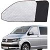 XCBYT Protezione solare per parabrezza auto Anteriore, adatta per VW T5 T6, 3PCS tappetino termico per cabina di guida, copertura parabrezza auto, rivestimento in tessuto di alluminio premium con protezione