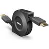 Ekon cavo HDMI retraibile 1.4, retrattile, maschio maschio, 1 metro, risoluzione Ultra HD, connettori dorati, antipiega, per TV, proiettori, laptop, PC, MacBook, PlayStation, Nintendo Switch