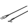 goobay 64655 Cavo USB-A a USB-C con angolo di 90 gradi/caricatore rapido con 60 W e 20 V/spina in metallo con protezione antipiega / 0,5 m