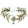 Augesak Cerchietto con Foglie e Fiori da Fata della Foresta - Copricapo da Elfo Fatto a Mano,Corona con Gemme,Accessorio per Costume Elfico e Fatato,Cosplay di Carnevale,Stile Barocco Verde e Oro