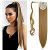 Gairyan Coda Capelli Extension Coda Finta Capelli Lisci Coda di Cavallo Extension Clip Wrap Ponytail Estensione Posticci per Capelli Sintetici Parrucchino Lungo 60cm per Donna- Biondo scuro