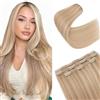 S-noilite Extension Capelli Veri Clip, 3 Pezzi 11 Clips Extensions Capello Veri, 100% Vergine Extension di Capelli Umani, 80g Un Pezzo Extensions Capello Umani, 45CM Cammello/Oro Chiaro #18P613