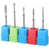 Sibba 5pcs di sicurezza Nail Drill Bits Fiamma Cuticola Drill Bit Per Russo Manicure Cuticola Pulito Drill Bit Diamante Nail Bit Fiamma Testa A Sfera Cilindro Ago Forma Drill Bit Per Elettrico Nail