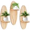 Focenat Set di 3 Mensole da Parete in Legno Naturale, Scaffali Ovali Galleggianti da Muro - Mensole Decorative in Legno per Soggiorno, Camera da Letto, Ingresso, Piccoli Oggetti, Piante, Candele