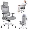 LarkLeaves Sedia da Ufficio Ergonomica in Rete con Supporto Lombare Adattivo 2D e Braccioli 3D, Schienale a 5 Livelli per Smart Working e Casa, Reclinabile 145 Gradi con Appendiabiti, Grigio