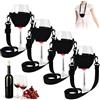 UHETLET 4 Pezzi Portabicchiere da Vino al Collo Porta Bicchieri da Vino Portatile Porta Bicchieri Sospesi Cordini di Bicchiere di Vino Regolabili per Compleanno Matrimonio Picnic Festa, Nero