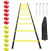 Gvolatee Accessori per l'allenamento di Calcio Scala di coordinazione Scala di Allenamento, Scale di coordinamento con 12 Coni 4 Pali Set di Allenamento per Il Calcio