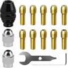 JRILUO Set di pinze per mandrino per trapano compatibile con Dremel, kit multi mandrino da 15 pezzi, pinze in ottone e acciaio con dado, ricambio gambo da 0,8 mm, 1,6 mm, 2,4 mm, 3,2 mm, accessori per