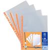 Viquel 109731 - 06 - Set di 25 plastiche forate, incolori A4 con banda di rinforzo, Arancione Fluo