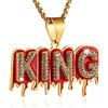 AsAlways Collana da uomo e donna, in acciaio inox, con ciondolo a forma di re in stile hip hop, rock, con catena di grano, lunghezza 61 cm