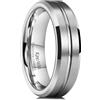 King Will Classico anello da uomo in tungsteno, con scanalatura in argento, nero, oro, blu, marrone, oro rosa, 6 mm, 7 mm, 8 mm, finitura lucida/opaca, vestibilità comoda, Q 1/2(58.25mm), Carburo di