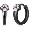 IMINI Gattino Rosa Stampa Zampa Orecchini a Cerchio per Donne Ragazze Argento Sterling 925 Gatto Cane Cucciolo Cartilagine Piccolo Huggie Ciondola Orecchino a Goccia Gioielli Placcati Oro Nero