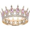 Angoily Corona di Halloween per ragazze e donne, tiara con strass, oro rosa | Corona da sposa completamente rotonda per matrimoni, feste di compleanno, concorsi, servizi fotografici e Halloween