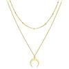 MARLION JEWELS Collana da donna lunga catena doppia fine con perline e mezza luna. Collane lunghe donna particolari. Gioielli a catena in acciaio (Placcato oro)