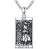 ROMANTICWORK ROMANTIC WORK Bilancia catena in argento sterling 925, bilancia della giustizia, con ciondolo a forma di cartolina dei tarocchi, idea regalo per la laurea per uomini e donne e avvocati, Argento