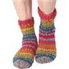 Pachamama Calzini da donna in 100% lana lavorato a mano a righe arcobaleno multicolore, misura media 4-7, fatti a mano, extra caldo, Grigio, Multicolore