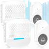 SURFOU Campanello Senza Fili Da Esterno Impermeabile Wireless 300M Distanza Trasmettitore Casa interno Ricevitore 55 Suonerie 5 Volumi Indicatori LED (Bianco, 2 ricevitori + 2 trasmettitore)