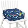 omedecal Rialzo Sedia per Bambini, Seggiolino da Tavolo per Bambini Lavabile Cartoon Cuscino con 2 Regolabile Cinghie & Base Antiscivolo 32 x 32 x 10 cm - Mondo Marino