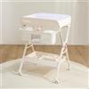Maydolly Fasciatoio pieghevole e regolabile in altezza Maydolly, fasciatoio portatile con ruote, materassino impermeabile e facile da pulire, fasciatoio salvaspazio con ripiani - beige